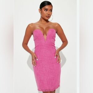 Fashion Nova Pink Strapless Ruched Bodycon Dress NWOT